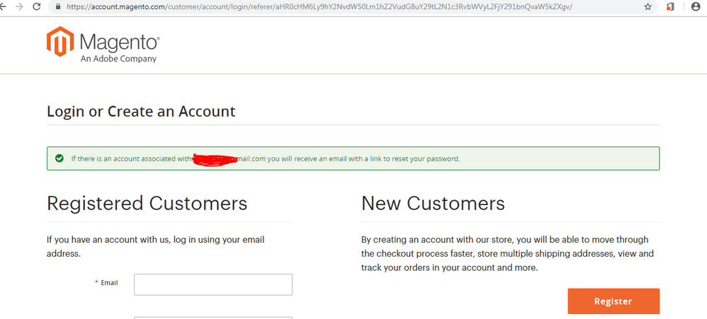 Magento login or create an account