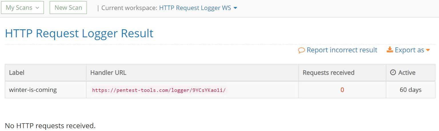 http request logger results displayed
