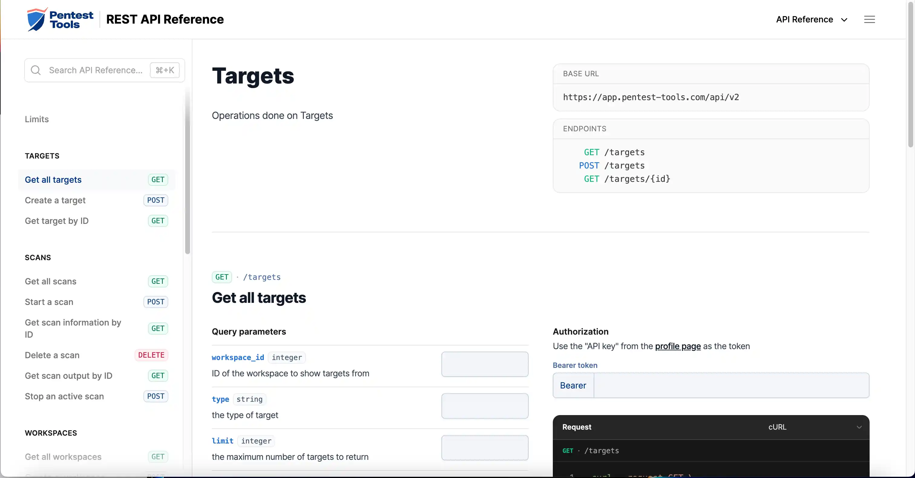 A glimpse of the Pentest-Tools.com API Reference