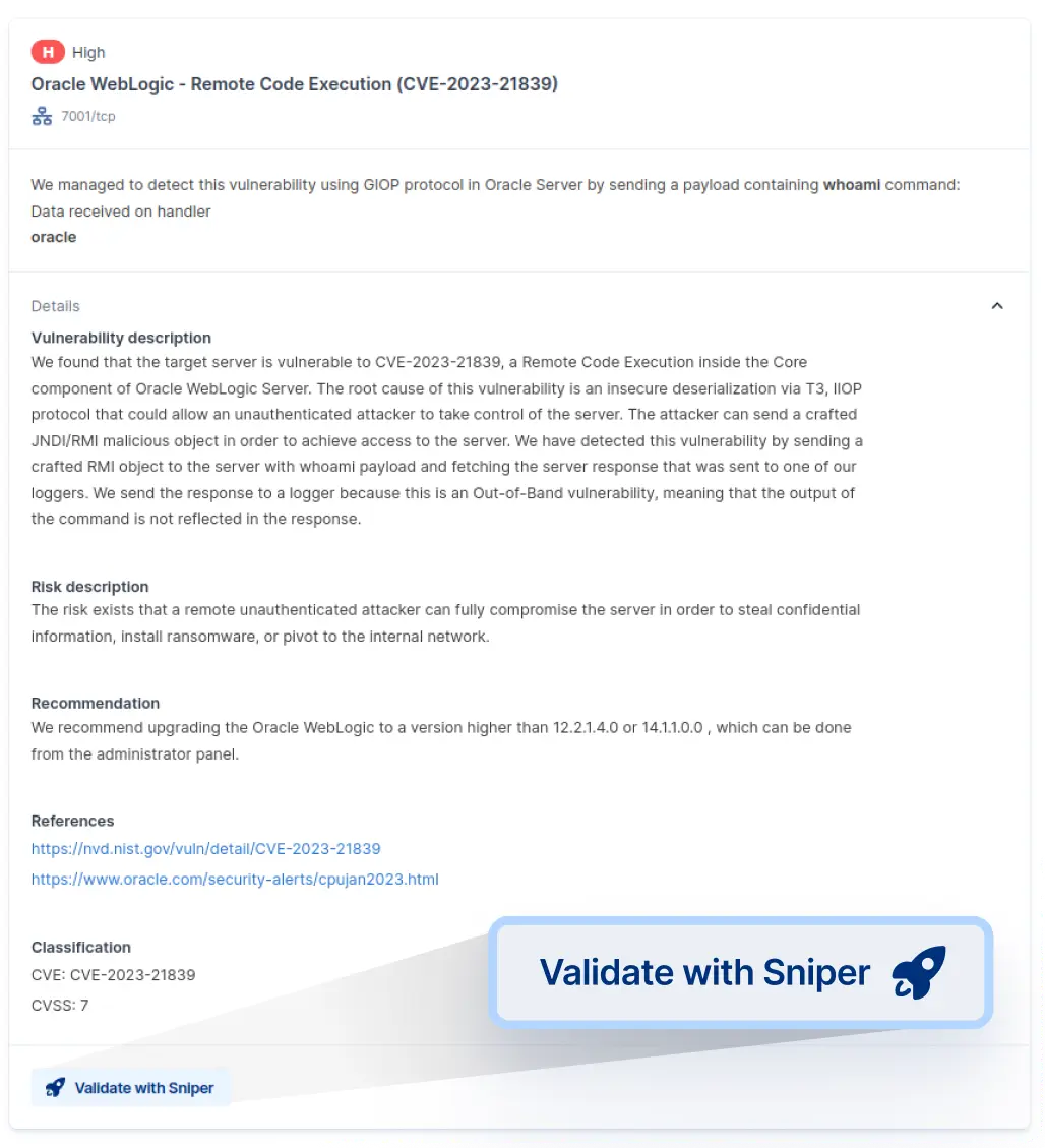 Confirm exploitable findings with Sniper preview