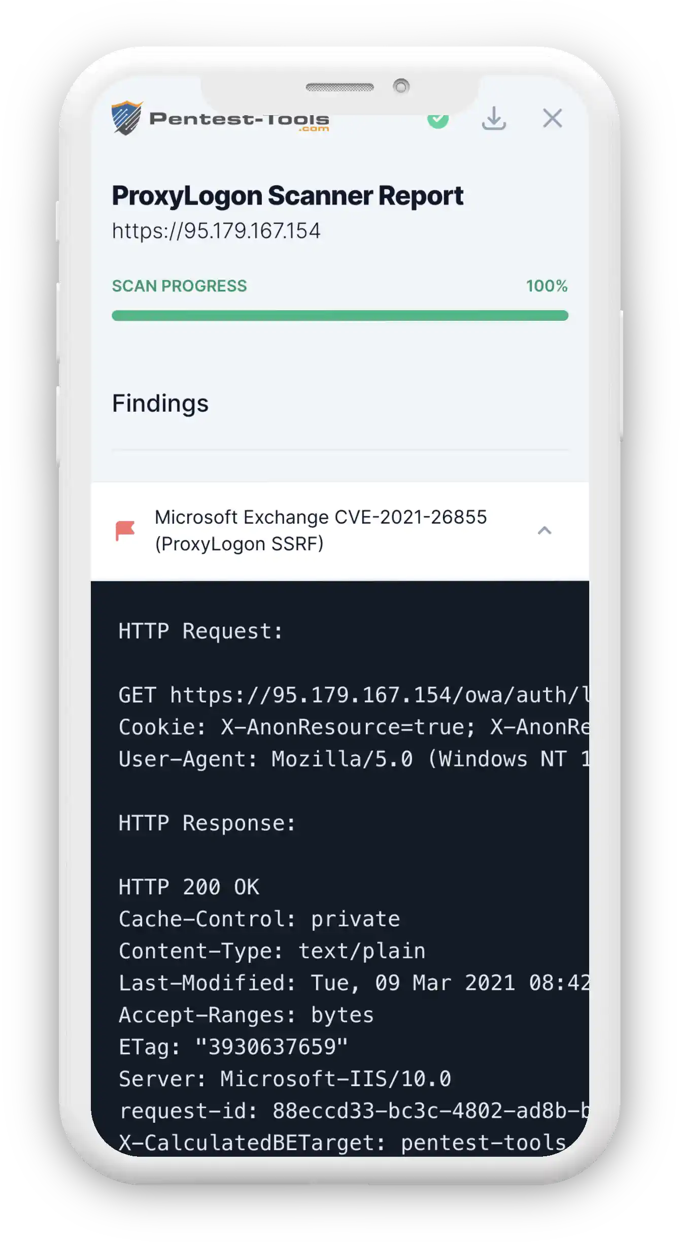 ProxyLogon Scanner Report Sample