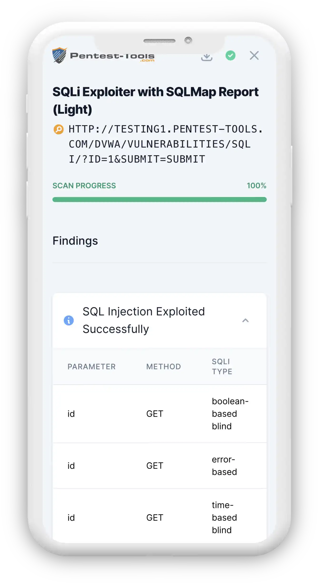 SQLi Exploit Tool Report Sample