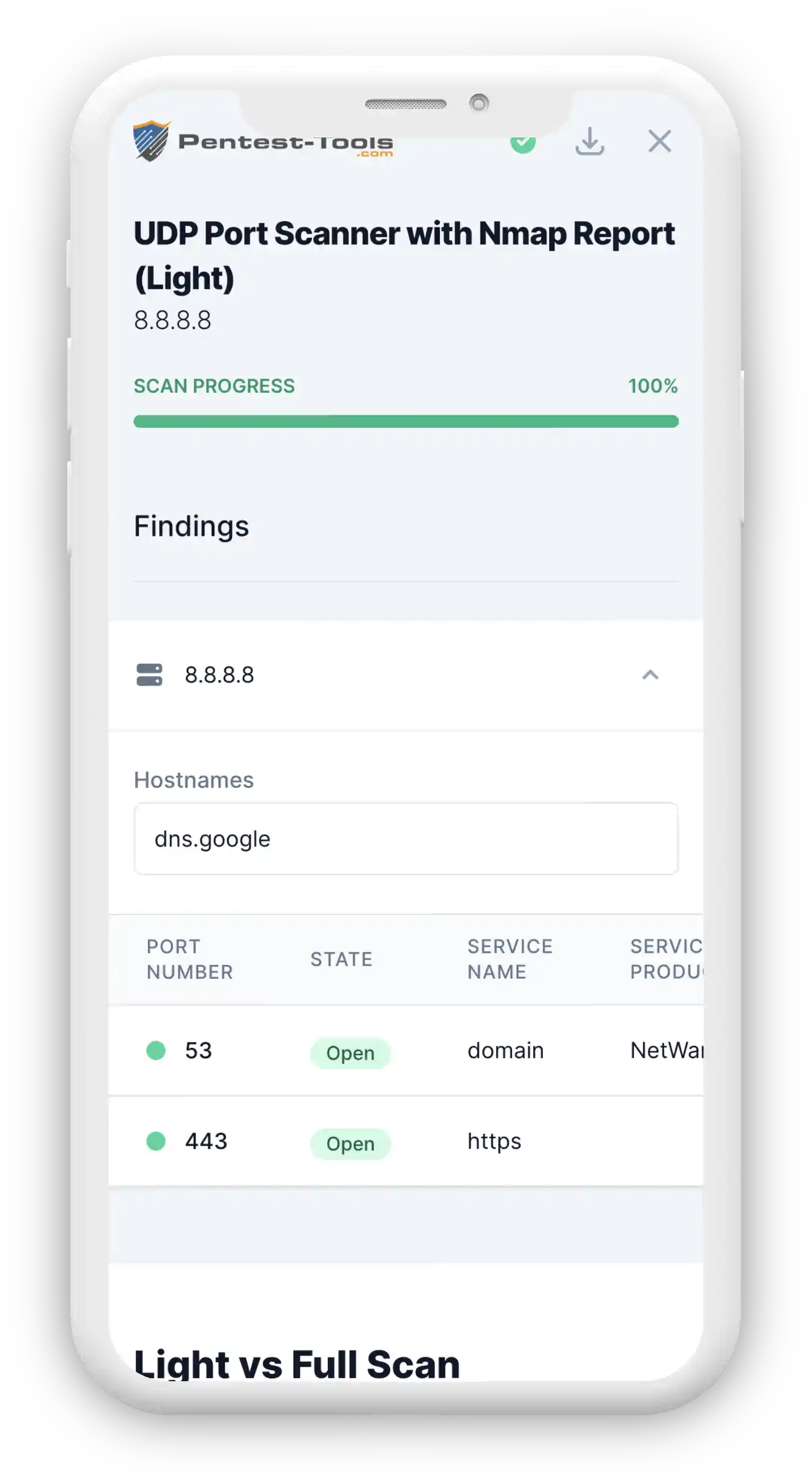 UDP Port Scanner with NMap Report Sample