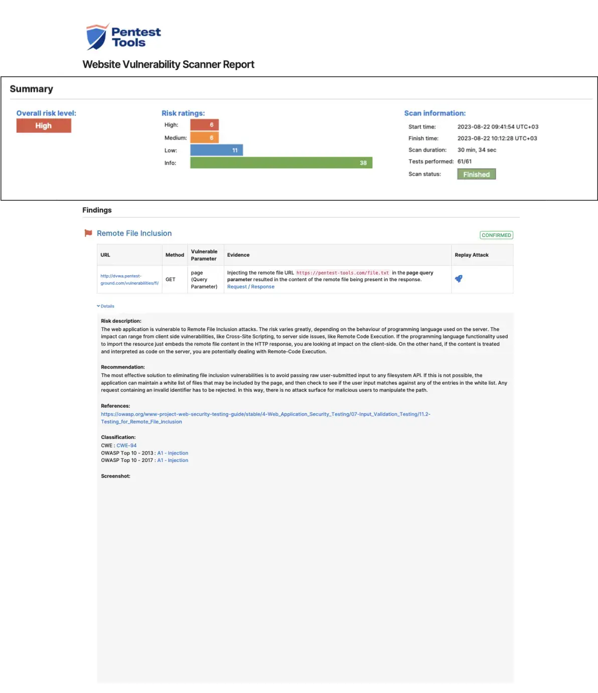 Vulnerability summary preview