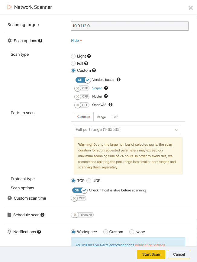 Network Scanner light option