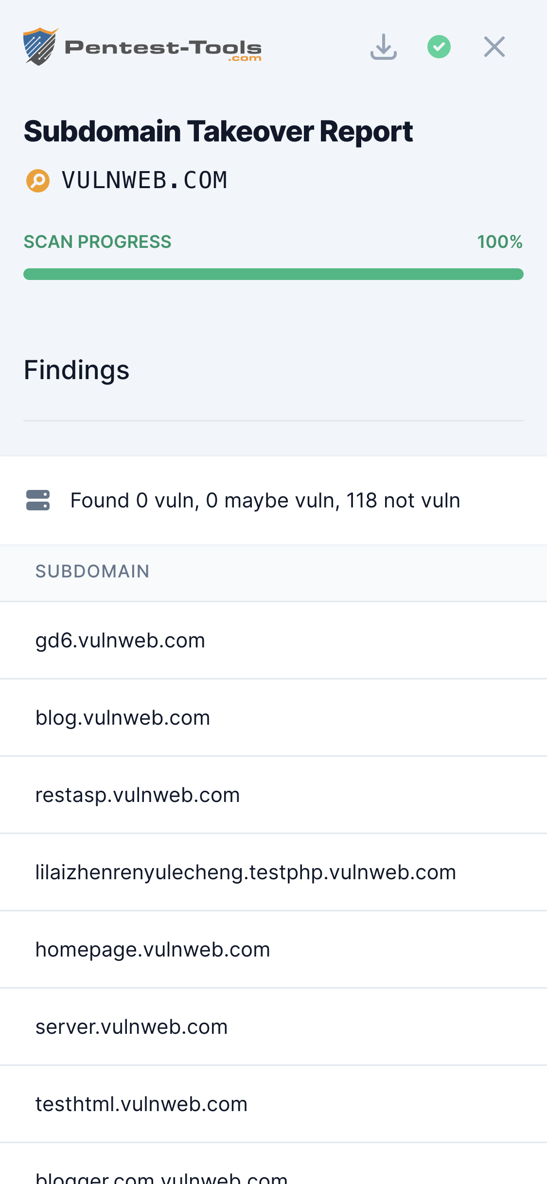 Pentest-Tools.com Subdomain Takeover Sample Report