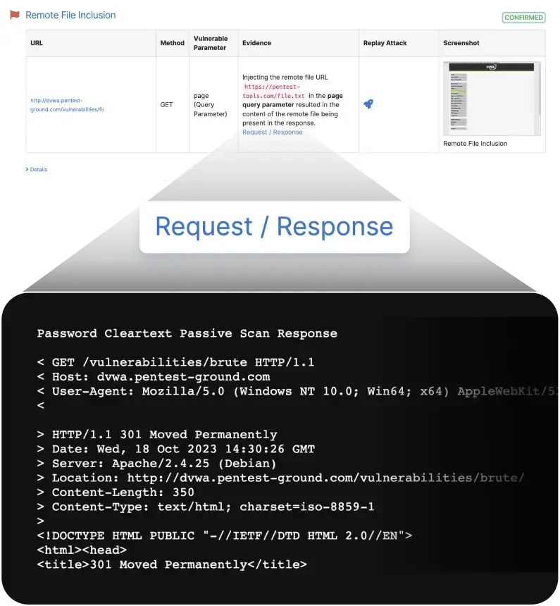 HTTP request / response preview