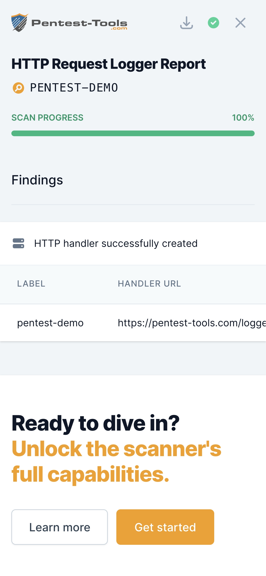 Pentest-Tools.com HTTP Request Logger Sample Report
