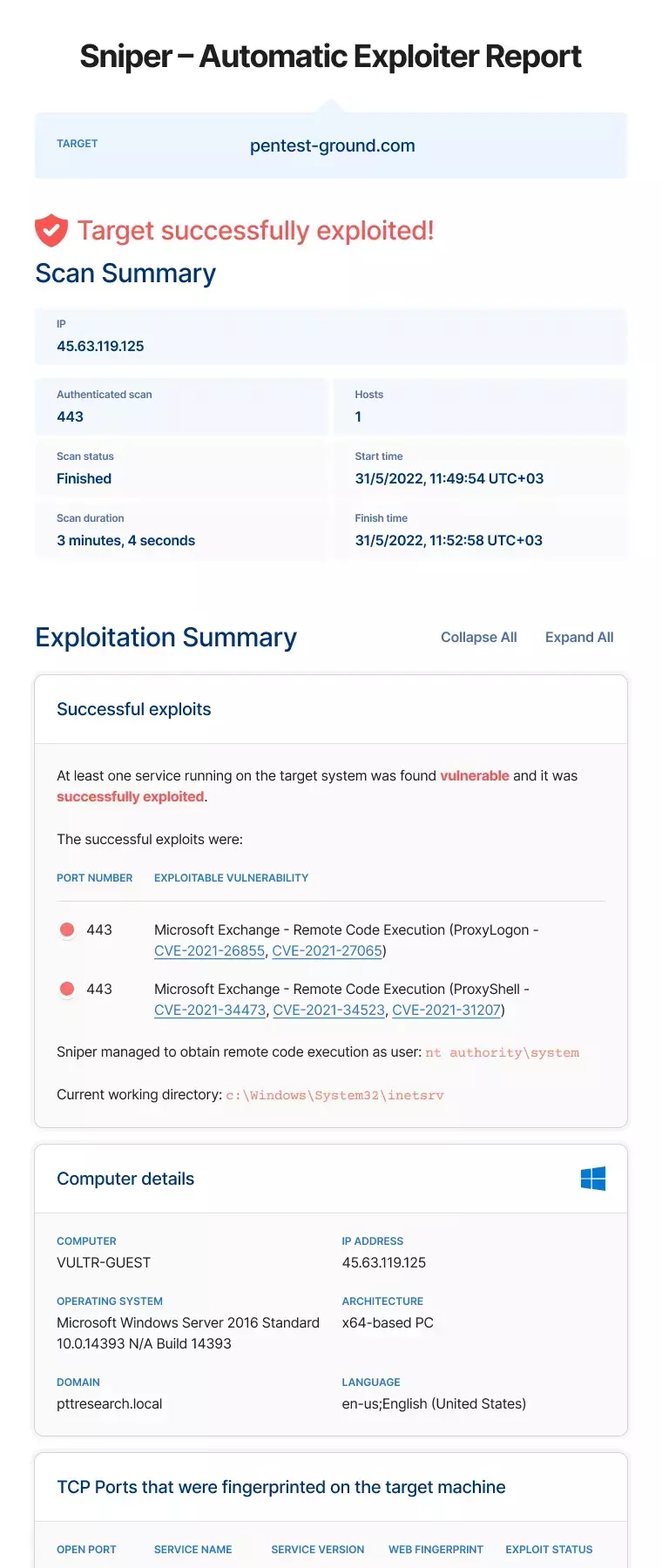 Sniper Result Sample