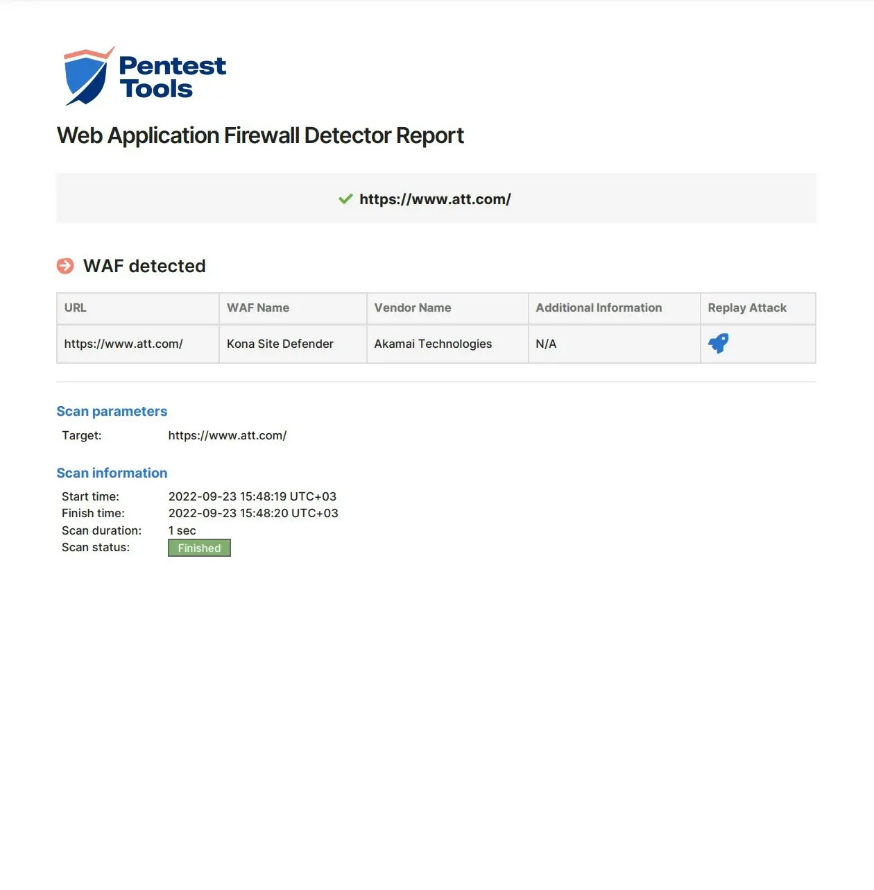 Web Application Firewall Detector Report Sample