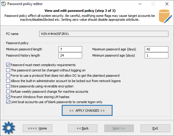 password policy editor