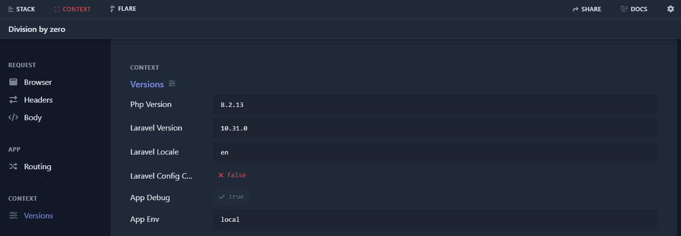 context Debug mode on