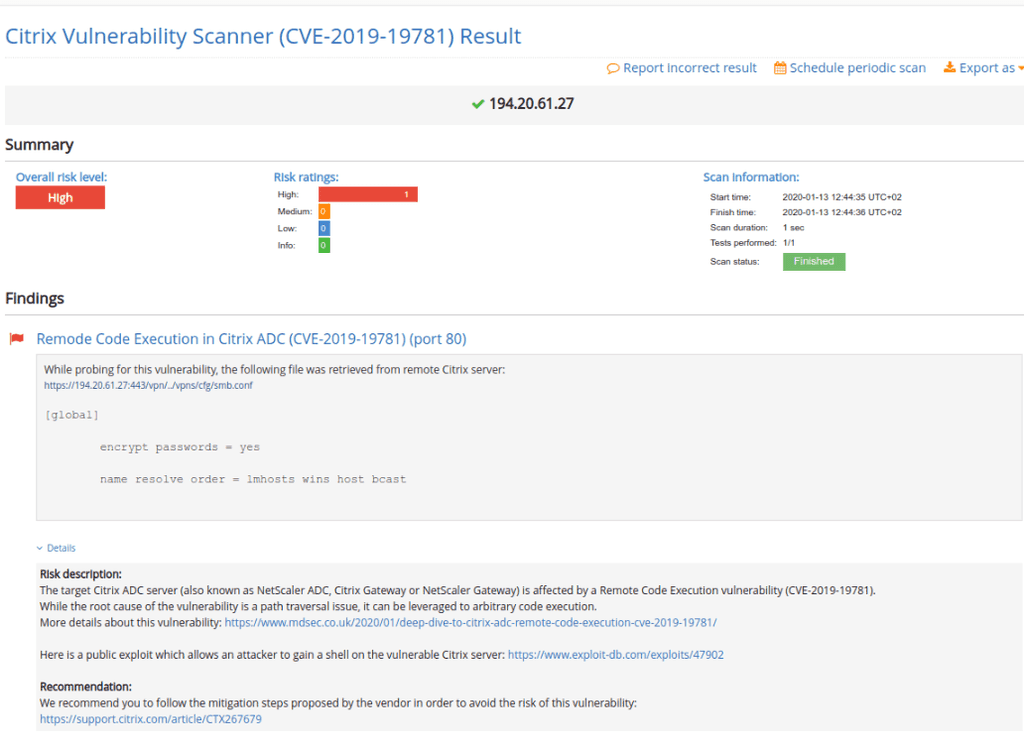 Citrix Detect New tool for detecting the critical Citrix RCE vulnerability (CVE-2019 ...