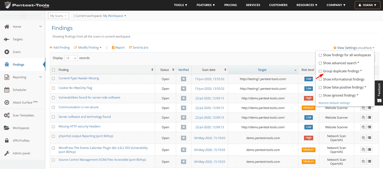 deduplicate findings improvement