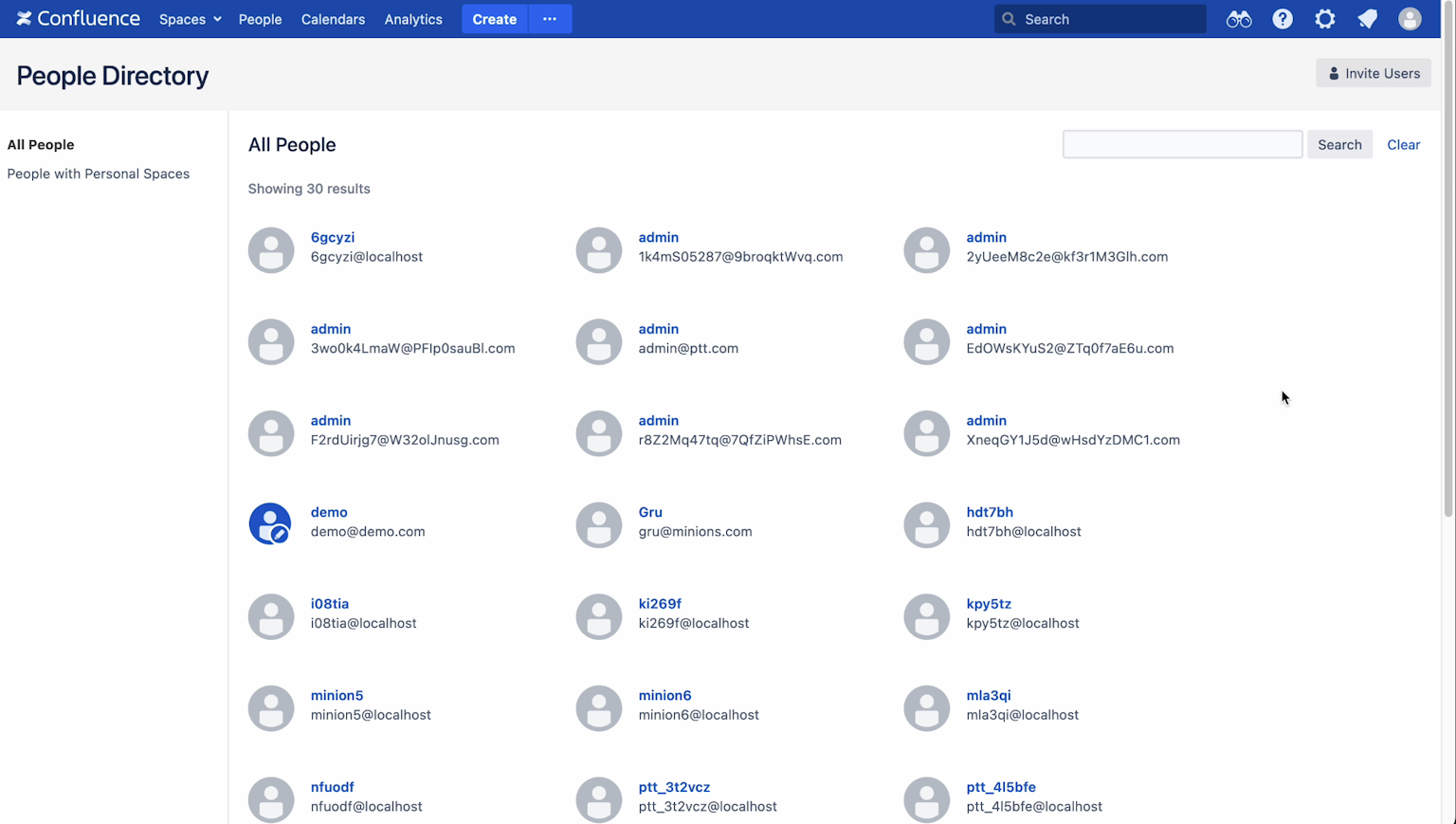 people directory in Confluence