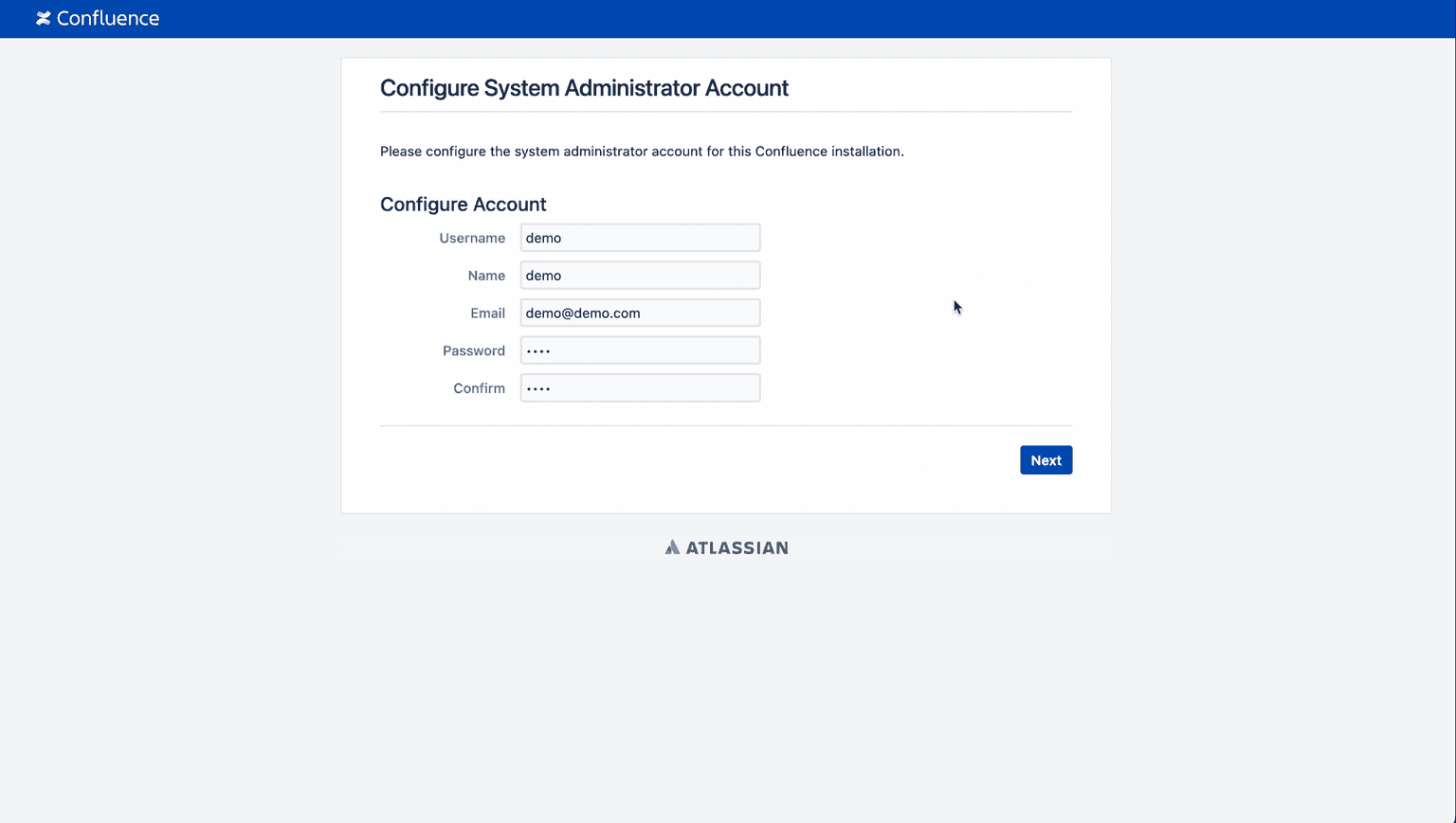 new Atlassian user configuration