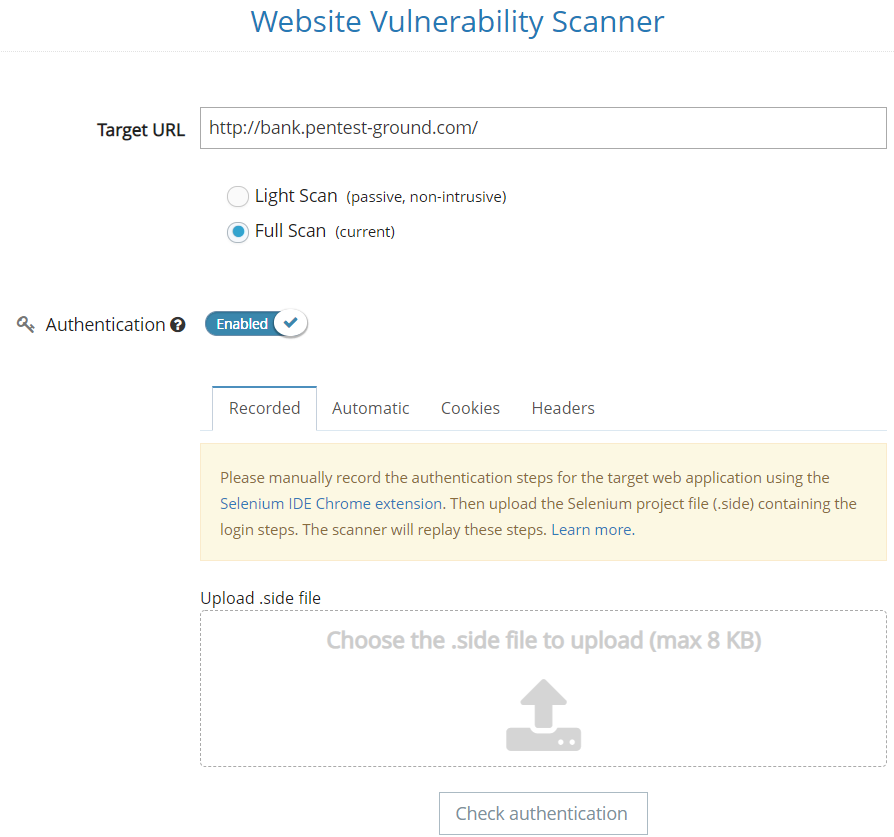 website vulnerability scanner 