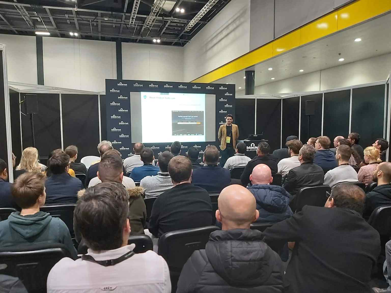 Adrian Furtuna holding a demo presentation at Black Hat Europe 2019