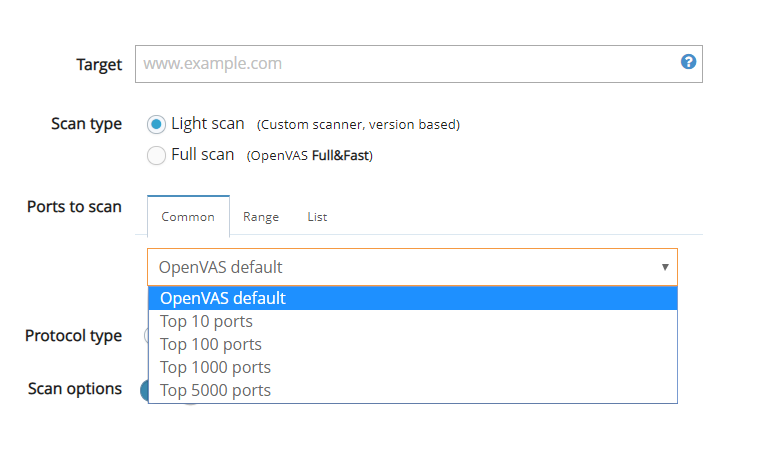 OpenVAS tool custom ports