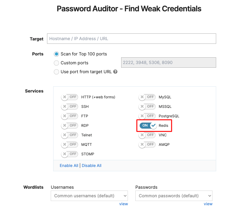 find weak credentials with Password Auditor