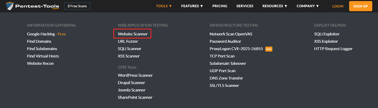 website vulnerability scanner
