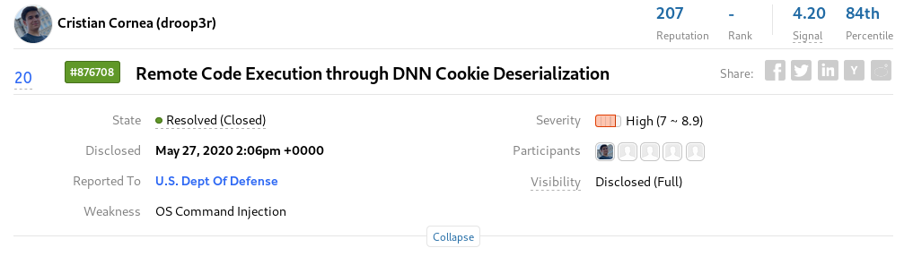 dotnet cookie deserialization pentagon bug bounty