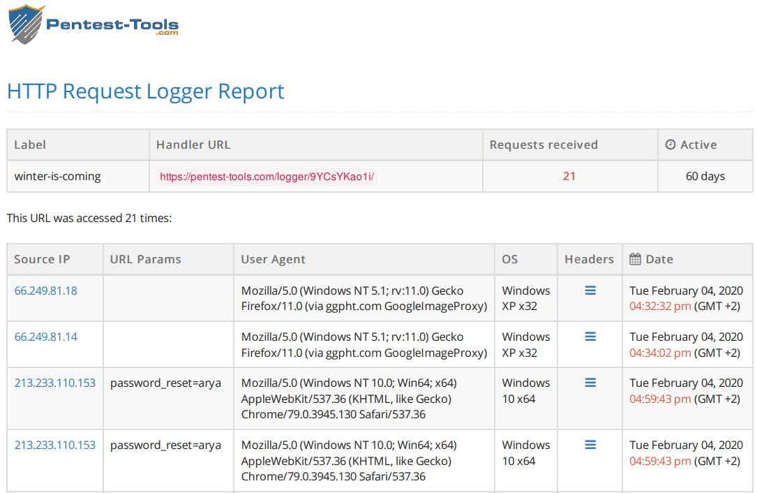 http request logger report