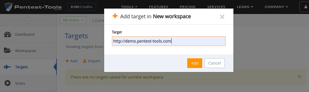 add target workspace