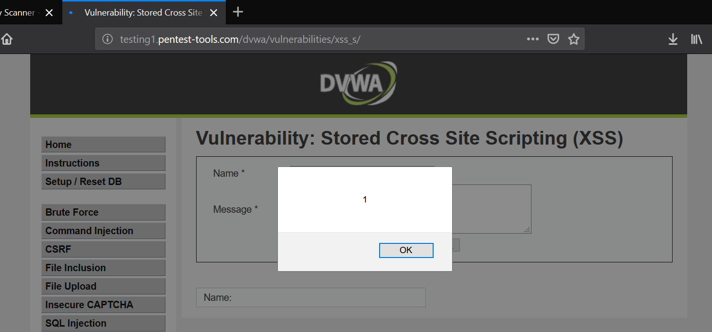 cross site scripting vulnerability displayed