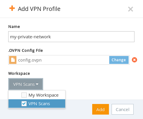 add a vpn profile pentest-tools.com 