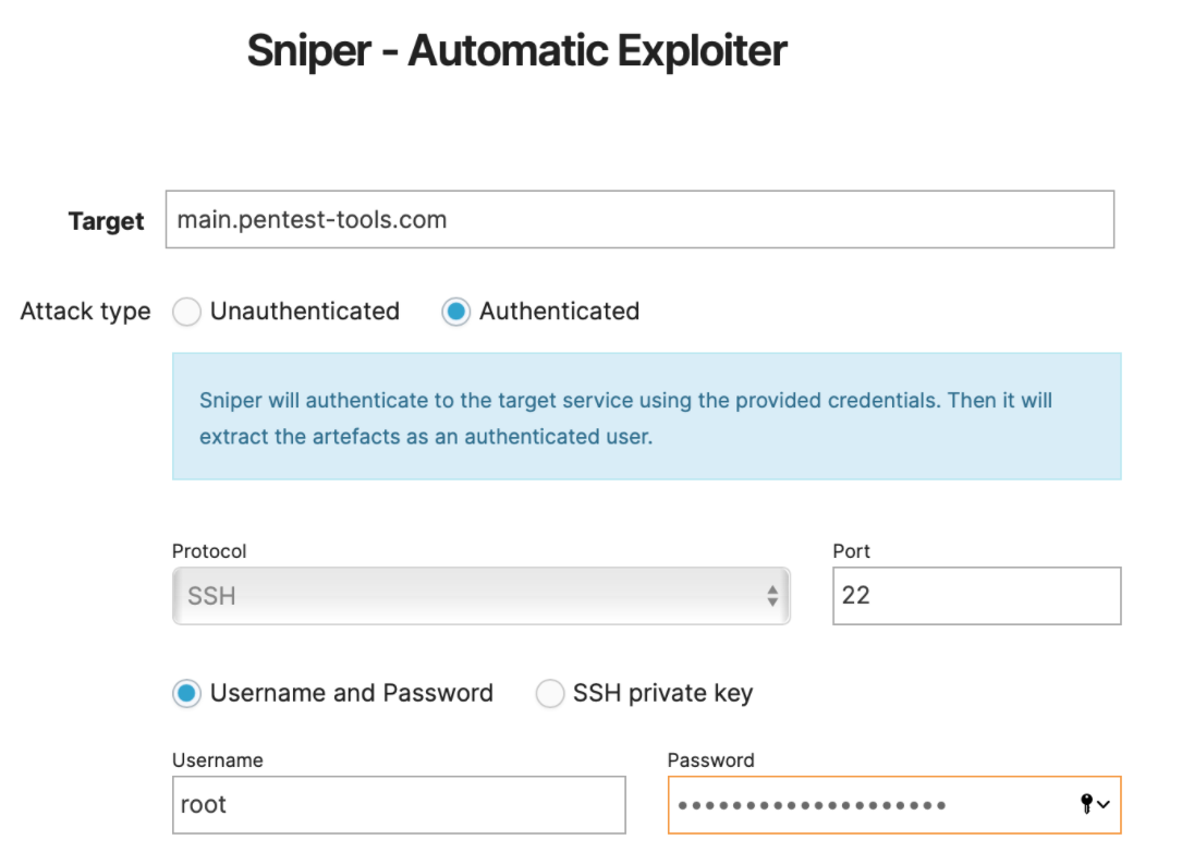 authenticated scans with Sniper
