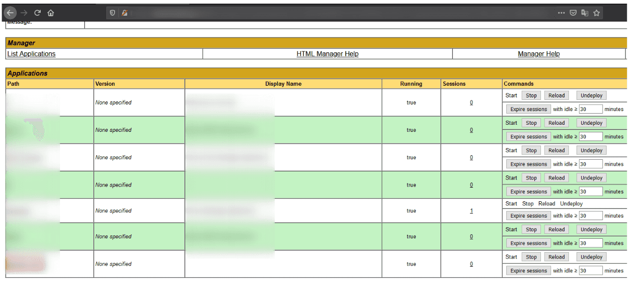 HTML manager apps