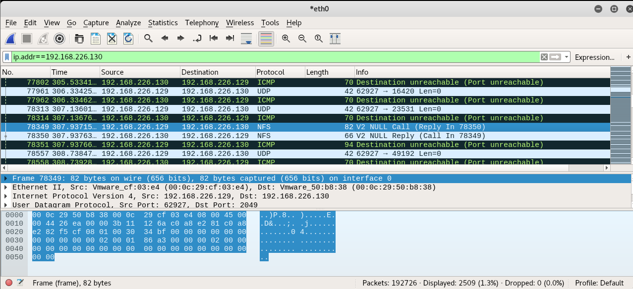the traffic capture with packets containing the UDP response