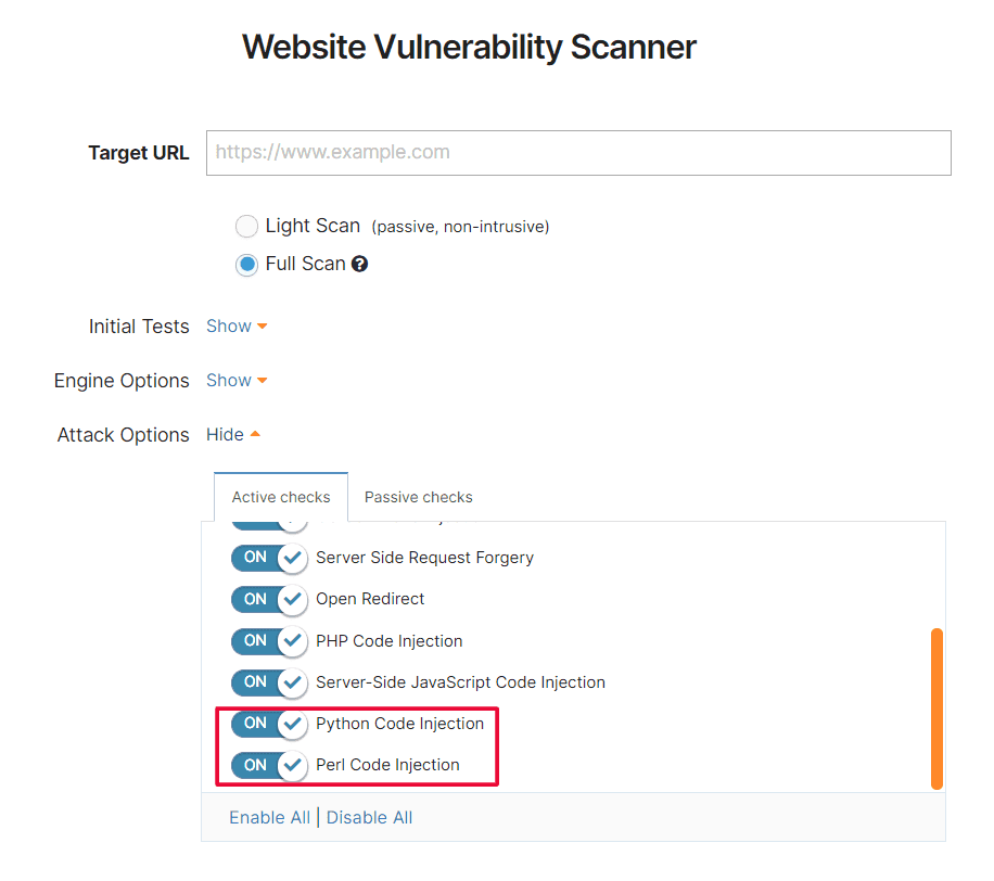 new detection modules for website scanner