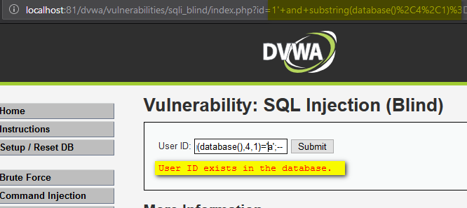 SQL Injection user id database vuln app