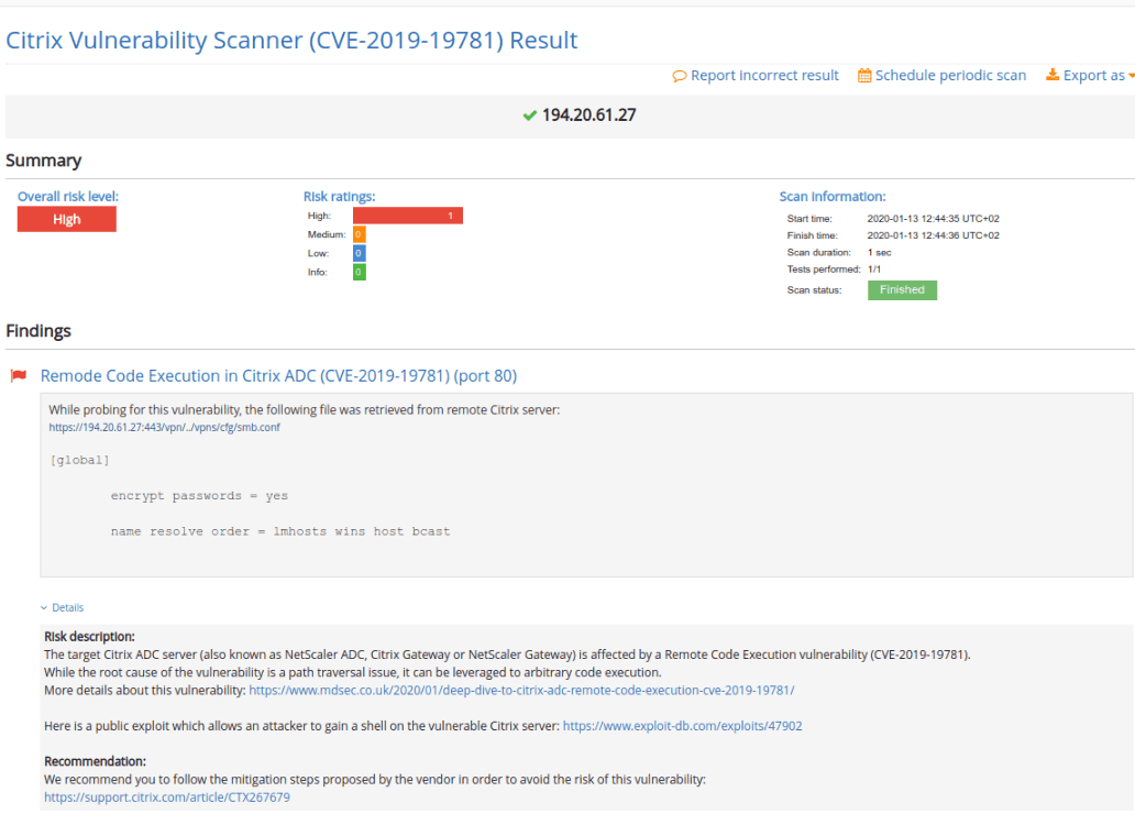 An RCE example involving Citrix ADC found via Pentest-Tools.com