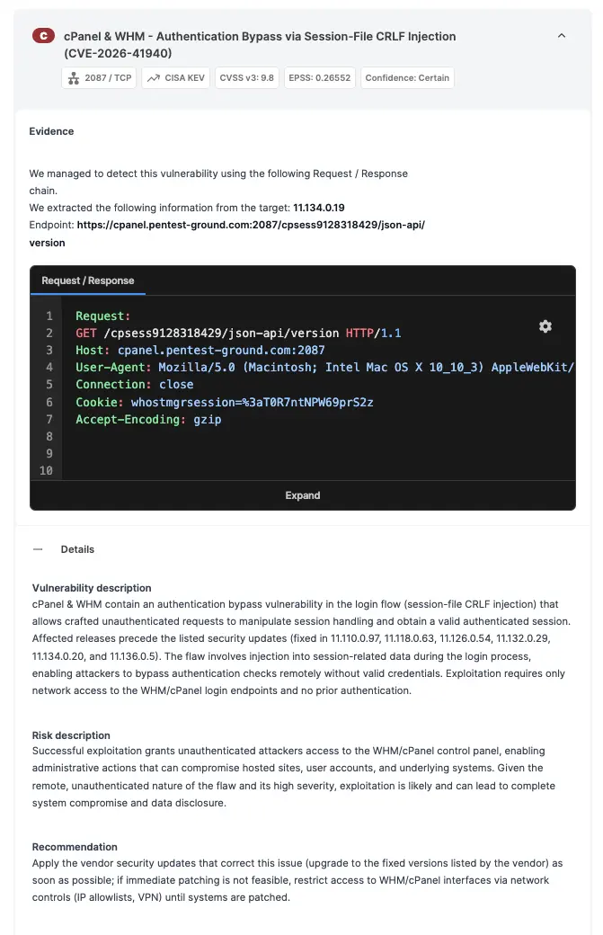 CVE-2026-41940 scanner report finding